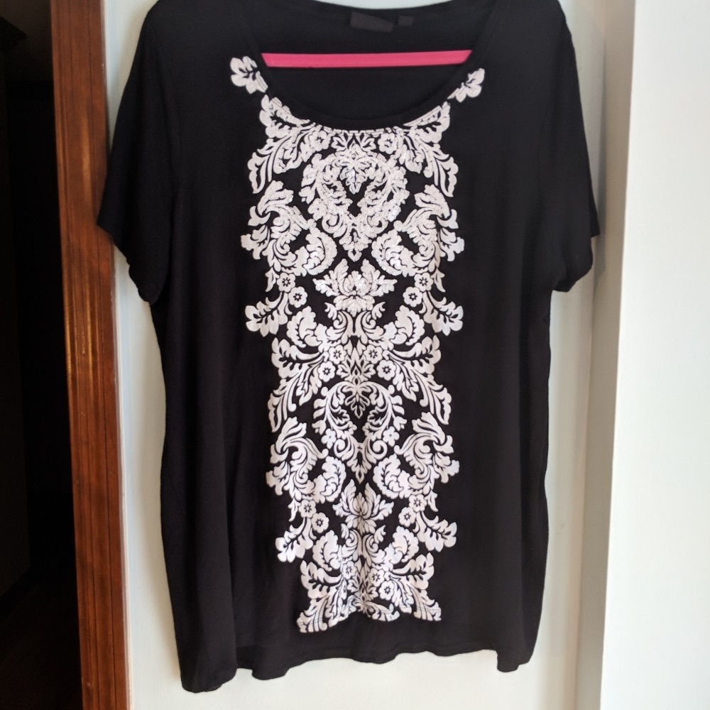 Black and white sequin shirt/tunic